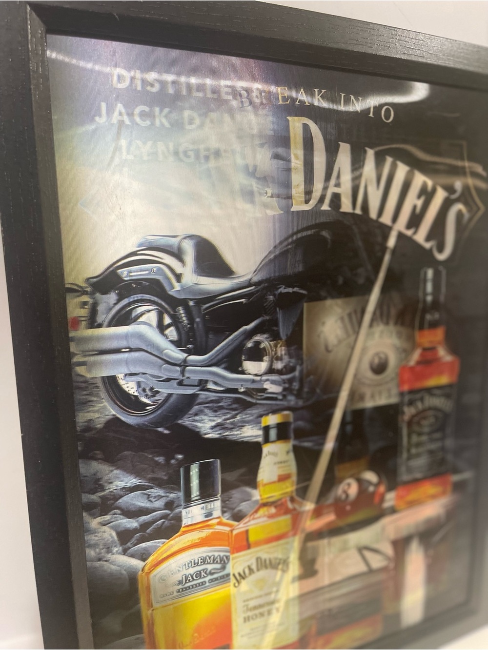 3 In 1 Jack Daniels 3D Hologram Picture Woman, Motorcycle and  Pool Haul Scene